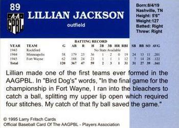 1995 Fritsch AAGPBL Series 1 #89 Lillian Jackson Back
