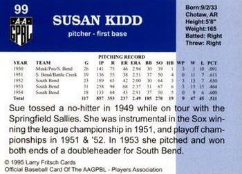 1995 Fritsch AAGPBL Series 1 #99 Sue Kidd Back