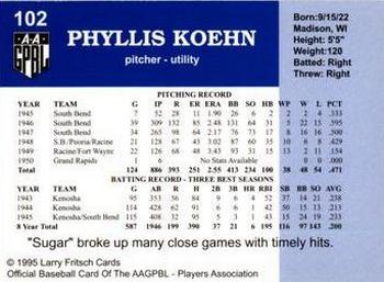 1995 Fritsch AAGPBL Series 1 #102 Phyllis Koehn Back