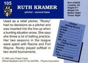 1995 Fritsch AAGPBL Series 1 #105 Ruth Kramer Back