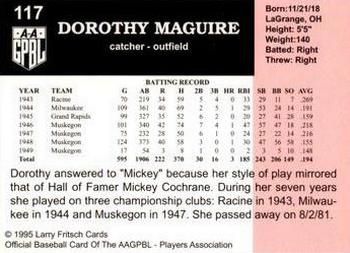1995 Fritsch AAGPBL Series 1 #117 Dorothy Maguire Back