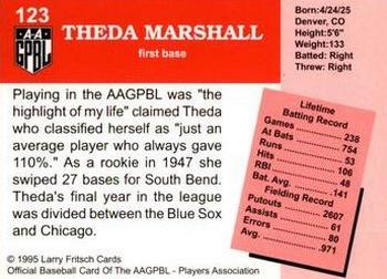 1995 Fritsch AAGPBL Series 1 #123 Theda Marshall Back