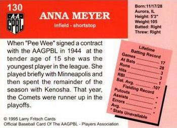 1995 Fritsch AAGPBL Series 1 #130 Anna Meyer Back