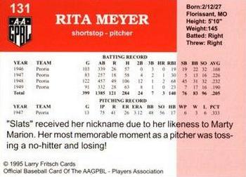 1995 Fritsch AAGPBL Series 1 #131 Rita Meyer Back