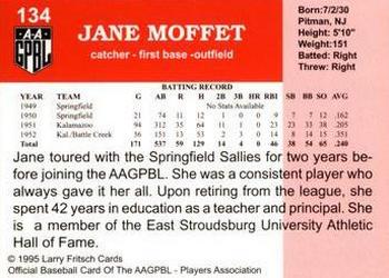 1995 Fritsch AAGPBL Series 1 #134 Jane Moffet Back