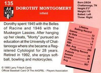 1995 Fritsch AAGPBL Series 1 #135 Dorothy Montgomery Back