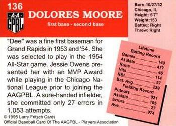 1995 Fritsch AAGPBL Series 1 #136 Dolores Moore Back