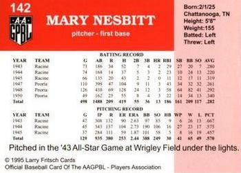 1995 Fritsch AAGPBL Series 1 #142 Mary Nesbitt Back