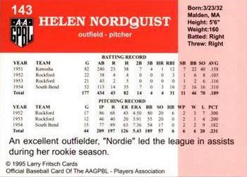 1995 Fritsch AAGPBL Series 1 #143 Helen Nordquist Back