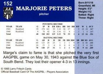 1995 Fritsch AAGPBL Series 1 #152 Marge Peters Back