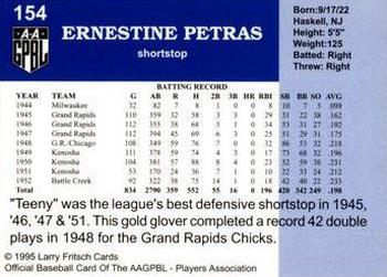 1995 Fritsch AAGPBL Series 1 #154 Teeny Petras Back