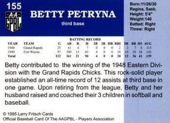 1995 Fritsch AAGPBL Series 1 #155 Betty Petryna Back