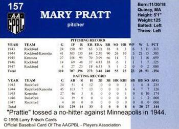 1995 Fritsch AAGPBL Series 1 #157 Mary Pratt Back