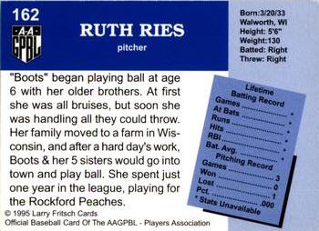 1995 Fritsch AAGPBL Series 1 #162 Ruth Ries Back