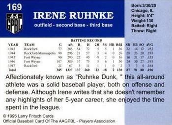 1995 Fritsch AAGPBL Series 1 #169 Irene Ruhnke Back