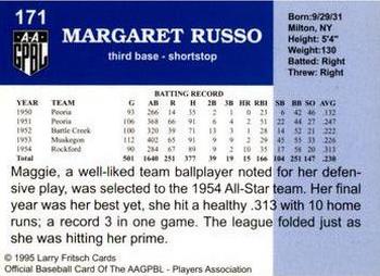 1995 Fritsch AAGPBL Series 1 #171 Maggie Russo Back