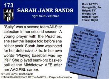 1995 Fritsch AAGPBL Series 1 #173 Sarah Jane Sands Back