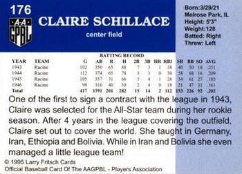 1995 Fritsch AAGPBL Series 1 #176 Claire Schillace Back