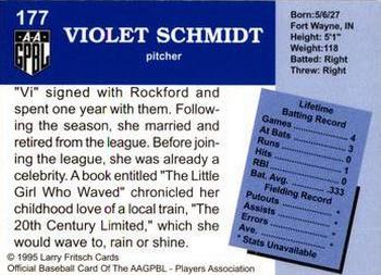 1995 Fritsch AAGPBL Series 1 #177 Violet Schmidt Back