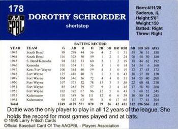 1995 Fritsch AAGPBL Series 1 #178 Dottie Schroeder Back