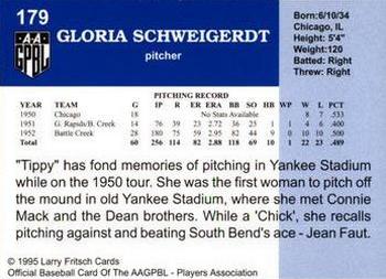 1995 Fritsch AAGPBL Series 1 #179 Gloria Schweigerdt Back