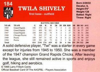 1995 Fritsch AAGPBL Series 1 #184 Twila Shively Back