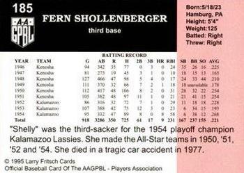 1995 Fritsch AAGPBL Series 1 #185 Fern Shollenberger Back