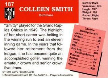 1995 Fritsch AAGPBL Series 1 #187 Colleen Smith Back
