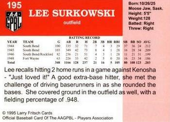 1995 Fritsch AAGPBL Series 1 #195 Lee Surkowski Back