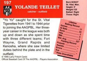 1995 Fritsch AAGPBL Series 1 #197 Yolande Teillet Back
