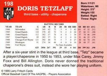1995 Fritsch AAGPBL Series 1 #198 Doris Tetzlaff Back