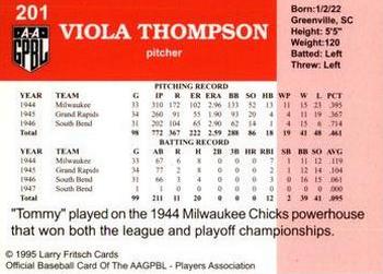 1995 Fritsch AAGPBL Series 1 #201 Viola Thompson Back