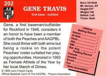 1995 Fritsch AAGPBL Series 1 #202 Gene Travis Back