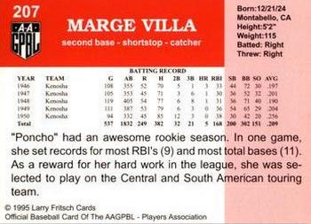 1995 Fritsch AAGPBL Series 1 #207 Marge Villa Back