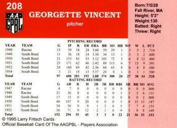 1995 Fritsch AAGPBL Series 1 #208 Georgette Vincent Back
