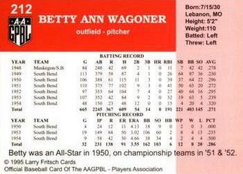 1995 Fritsch AAGPBL Series 1 #212 Betty Wagoner Back