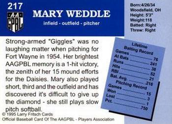 1995 Fritsch AAGPBL Series 1 #217 Mary Weddle Back