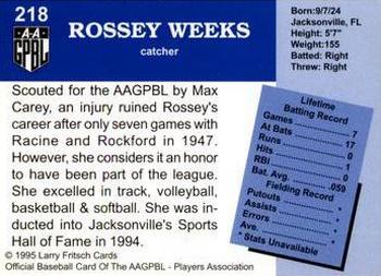 1995 Fritsch AAGPBL Series 1 #218 Rossey Weeks Back
