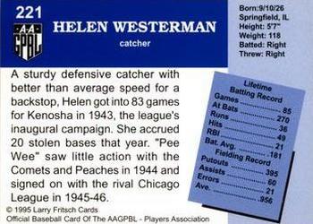 1995 Fritsch AAGPBL Series 1 #221 Helen Westerman Back