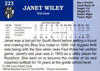 1995 Fritsch AAGPBL Series 1 #223 Janet Wiley Back