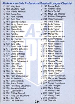 1995 Larry Fritsch Cards AAGPBL Series 1 #234 Checklist Back