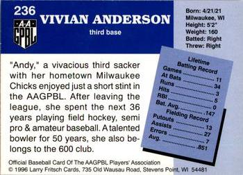 1996 Fritsch AAGPBL Series 2 #236 Vivian Anderson Back