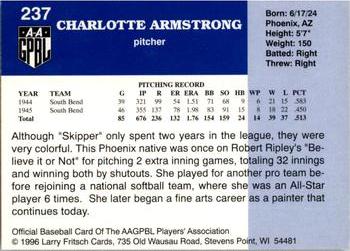 1996 Fritsch AAGPBL Series 2 #237 Charlotte Armstrong Back