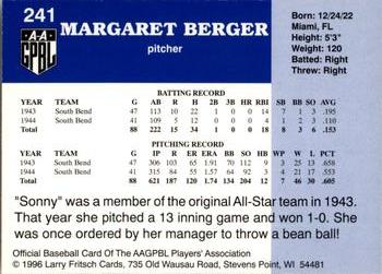 1996 Fritsch AAGPBL Series 2 #241 Sonny Berger Back