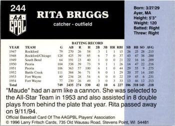 1996 Fritsch AAGPBL Series 2 #244 Rita Briggs Back