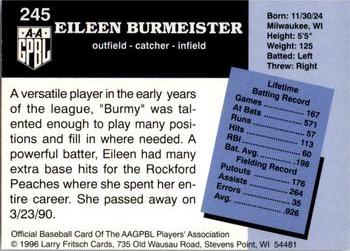 1996 Fritsch AAGPBL Series 2 #245 Eileen Burmeister Back