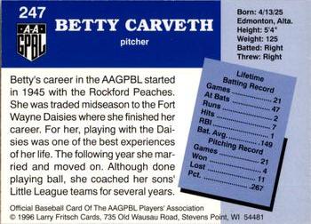 1996 Fritsch AAGPBL Series 2 #247 Betty Carveth Back