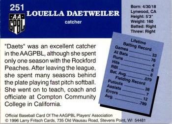 1996 Fritsch AAGPBL Series 2 #251 Louella Daetweiler Back