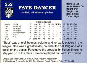 1996 Fritsch AAGPBL Series 2 #252 Faye Dancer Back