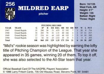 1996 Fritsch AAGPBL Series 2 #256 Mid Earp Back